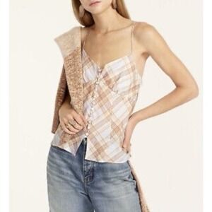 J. Crew plaid Button Front Camisol (medium) Top in Golden Hour Tartan